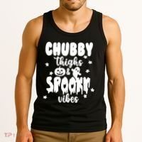 Chubby Thighs And Spooky Vibes Cute Halloween Tank Top thumb 3