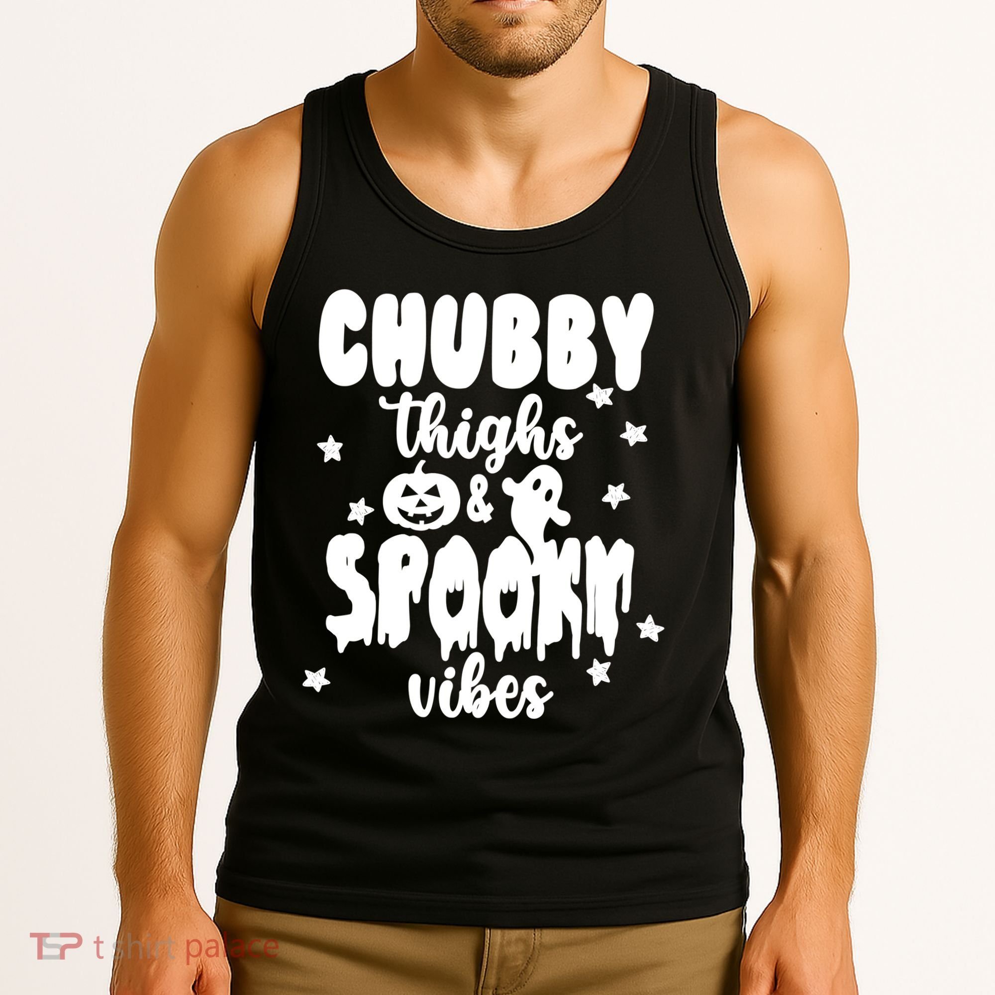 Chubby Thighs And Spooky Vibes Cute Halloween Tank Top