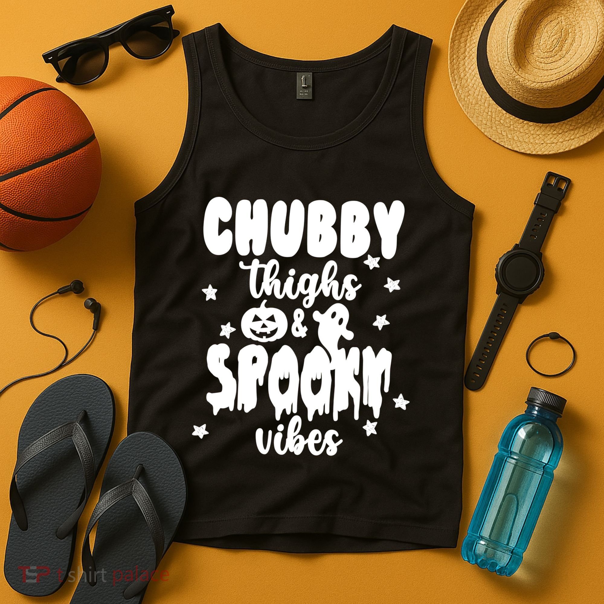 Chubby Thighs And Spooky Vibes Cute Halloween Tank Top