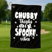 Chubby Thighs And Spooky Vibes Cute Halloween Golf Towel thumb 1