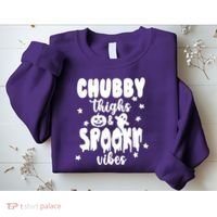 Chubby Thighs And Spooky Vibes Cute Halloween Sweatshirt thumb 2