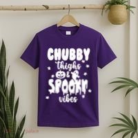 Chubby Thighs And Spooky Vibes Cute Halloween T-Shirt thumb 2