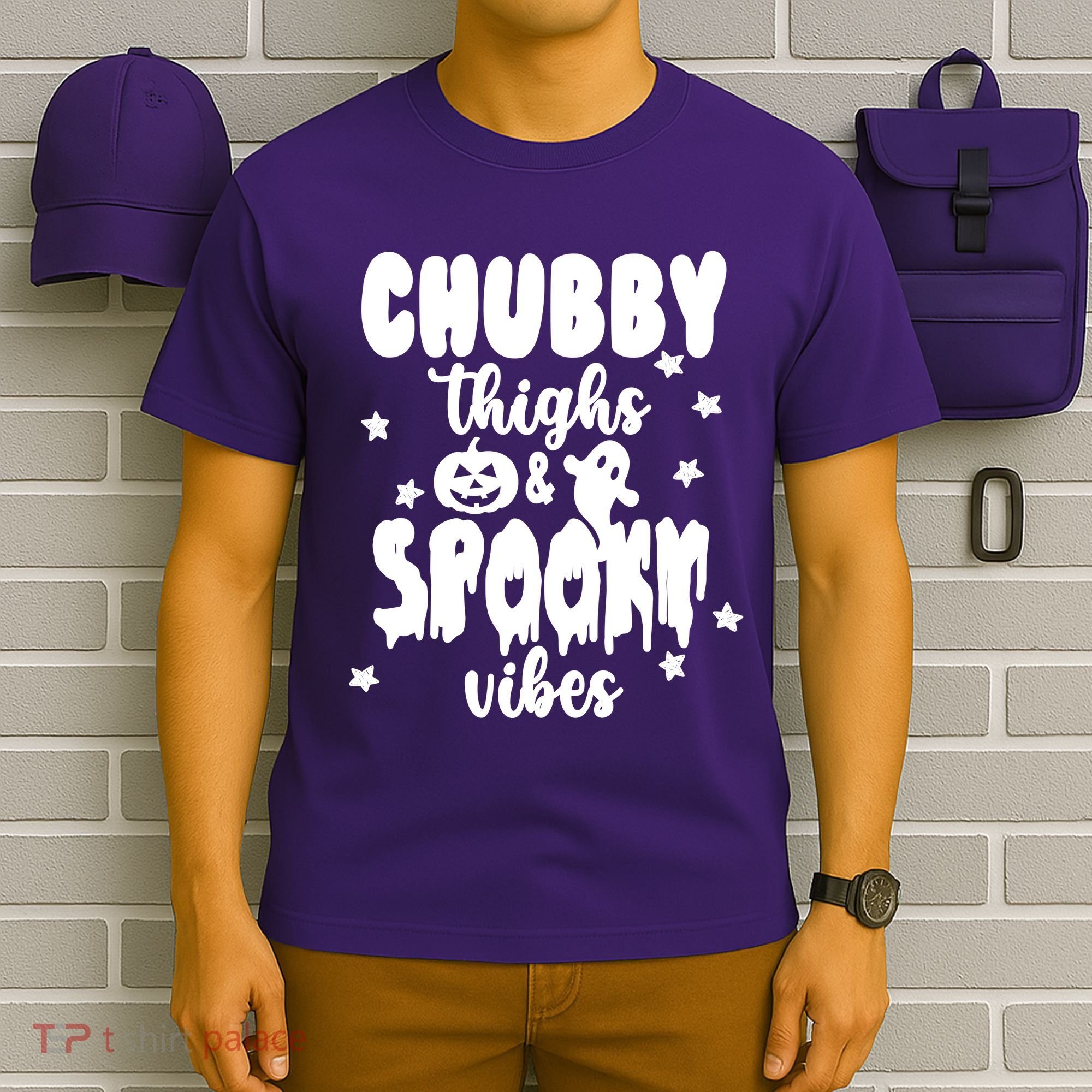 Chubby Thighs And Spooky Vibes Cute Halloween T-Shirt