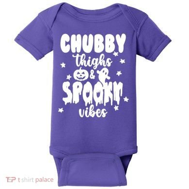 Chubby Thighs And Spooky Vibes Cute Halloween Baby Bodysuit