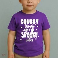 Chubby Thighs And Spooky Vibes Cute Halloween Toddler T-Shirt thumb 2