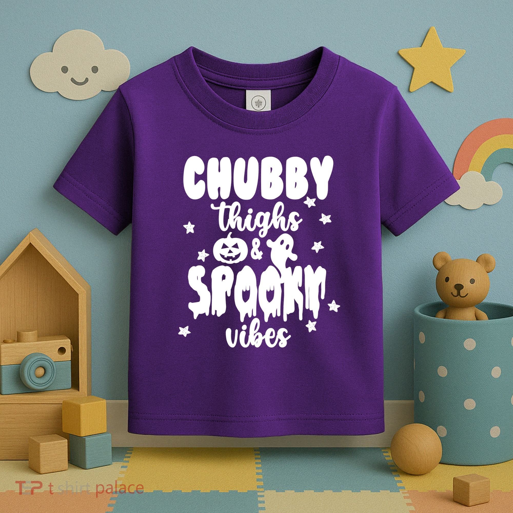 Chubby Thighs And Spooky Vibes Cute Halloween Toddler T-Shirt