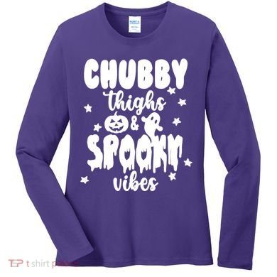 Chubby Thighs And Spooky Vibes Cute Halloween Women's Long Sleeve Shirt