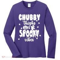Chubby Thighs And Spooky Vibes Cute Halloween Women's Long Sleeve Shirt thumb 0