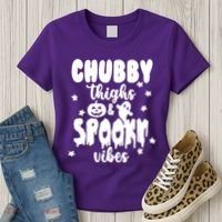 Chubby Thighs And Spooky Vibes Cute Halloween Women's T-Shirt thumb 3