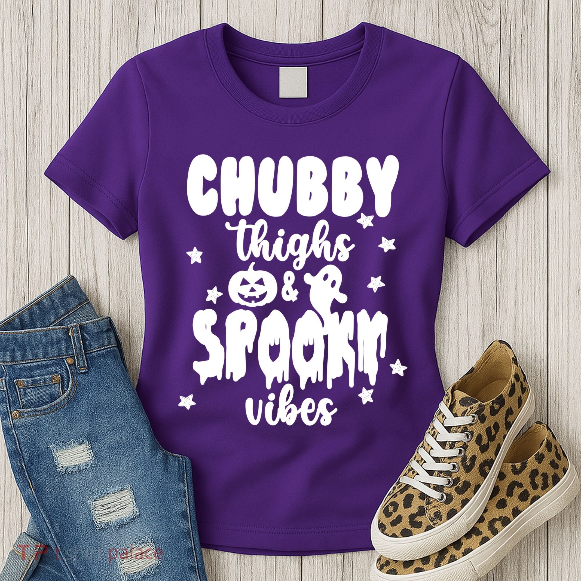 Chubby Thighs And Spooky Vibes Cute Halloween Women's T-Shirt