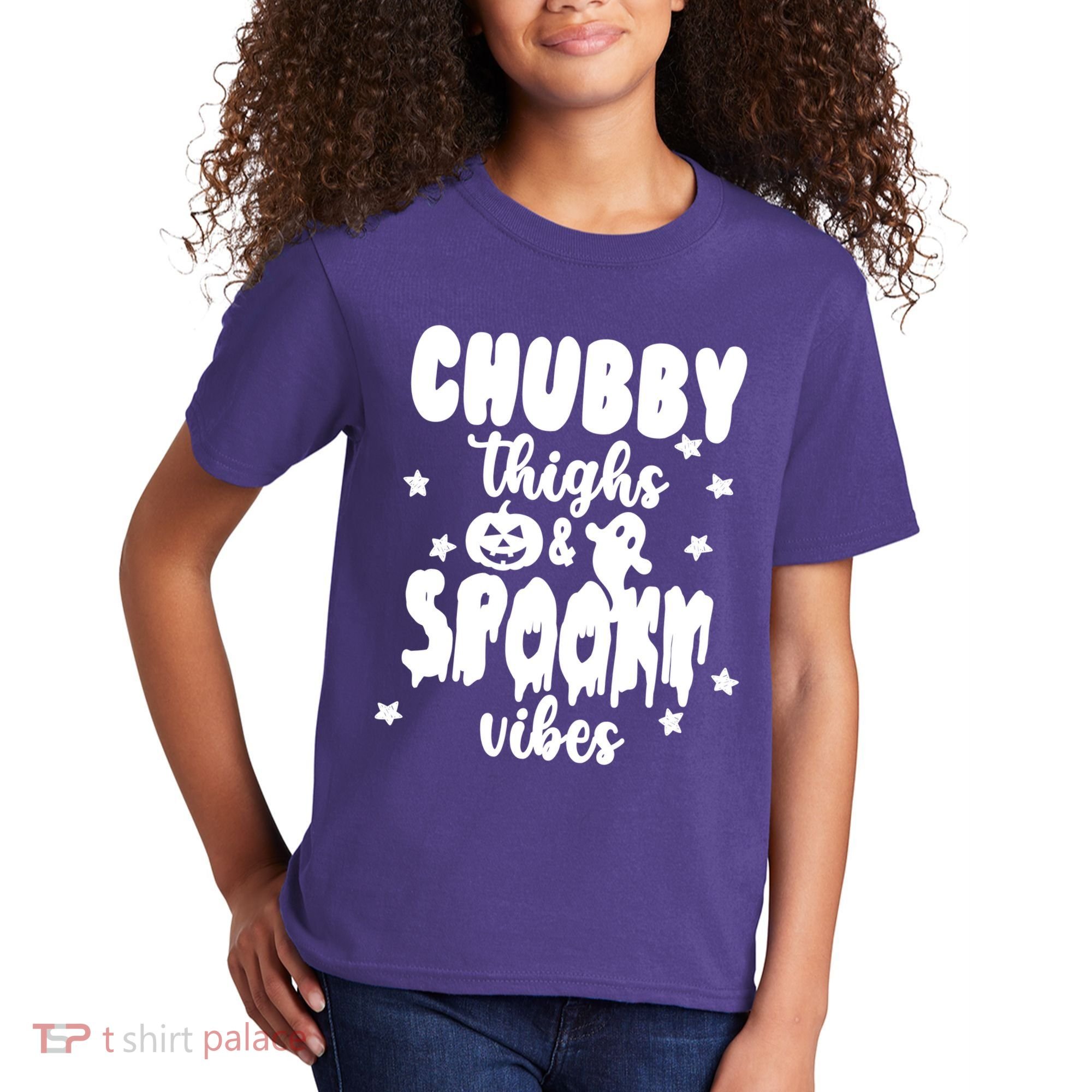 Chubby Thighs And Spooky Vibes Cute Halloween Kids T-Shirt