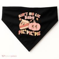 Cute Thanksgiving Aint No Lie Baby Pie Pie Pie Retro Cartoon Pumpkin Pie USA-Made Doggie Bandana thumb 0