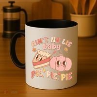 Cute Thanksgiving Aint No Lie Baby Pie Pie Pie Retro Cartoon Pumpkin Pie Coffee Mug thumb 4