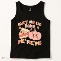 Cute Thanksgiving Aint No Lie Baby Pie Pie Pie Retro Cartoon Pumpkin Pie Tank Top thumb 2