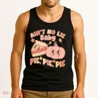 Cute Thanksgiving Aint No Lie Baby Pie Pie Pie Retro Cartoon Pumpkin Pie Tank Top thumb 3