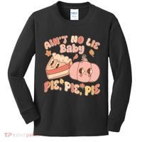 Cute Thanksgiving Aint No Lie Baby Pie Pie Pie Retro Cartoon Pumpkin Pie Kids Long Sleeve Shirt thumb 0