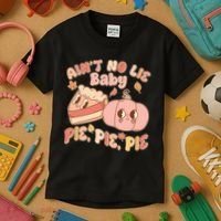 Cute Thanksgiving Aint No Lie Baby Pie Pie Pie Retro Cartoon Pumpkin Pie Kids T-Shirt thumb 3