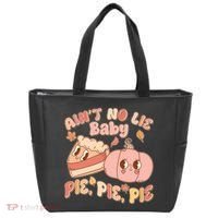Cute Thanksgiving Aint No Lie Baby Pie Pie Pie Retro Cartoon Pumpkin Pie Tote Bag thumb 0
