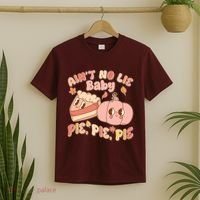 Cute Thanksgiving Aint No Lie Baby Pie Pie Pie Retro Cartoon Pumpkin Pie T-Shirt thumb 2