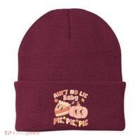 Cute Thanksgiving Aint No Lie Baby Pie Pie Pie Retro Cartoon Pumpkin Pie Beanie thumb 0