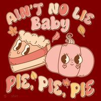 Cute Thanksgiving Aint No Lie Baby Pie Pie Pie Retro Cartoon Pumpkin Pie Beanie thumb 2
