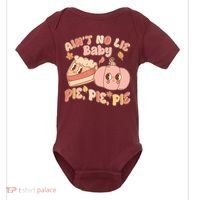 Cute Thanksgiving Aint No Lie Baby Pie Pie Pie Retro Cartoon Pumpkin Pie Baby Bodysuit thumb 0