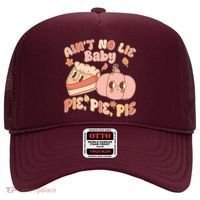 Cute Thanksgiving Aint No Lie Baby Pie Pie Pie Retro Cartoon Pumpkin Pie Hat thumb 0
