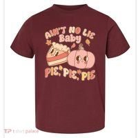 Cute Thanksgiving Aint No Lie Baby Pie Pie Pie Retro Cartoon Pumpkin Pie Toddler T-Shirt thumb 0