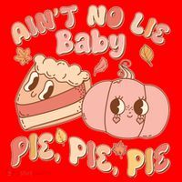 Cute Thanksgiving Aint No Lie Baby Pie Pie Pie Retro Cartoon Pumpkin Pie Santa Hat thumb 1