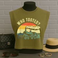 Cute Train Art Train Collector Train Lover Garment-Dyed Women's Muscle Tee thumb 3