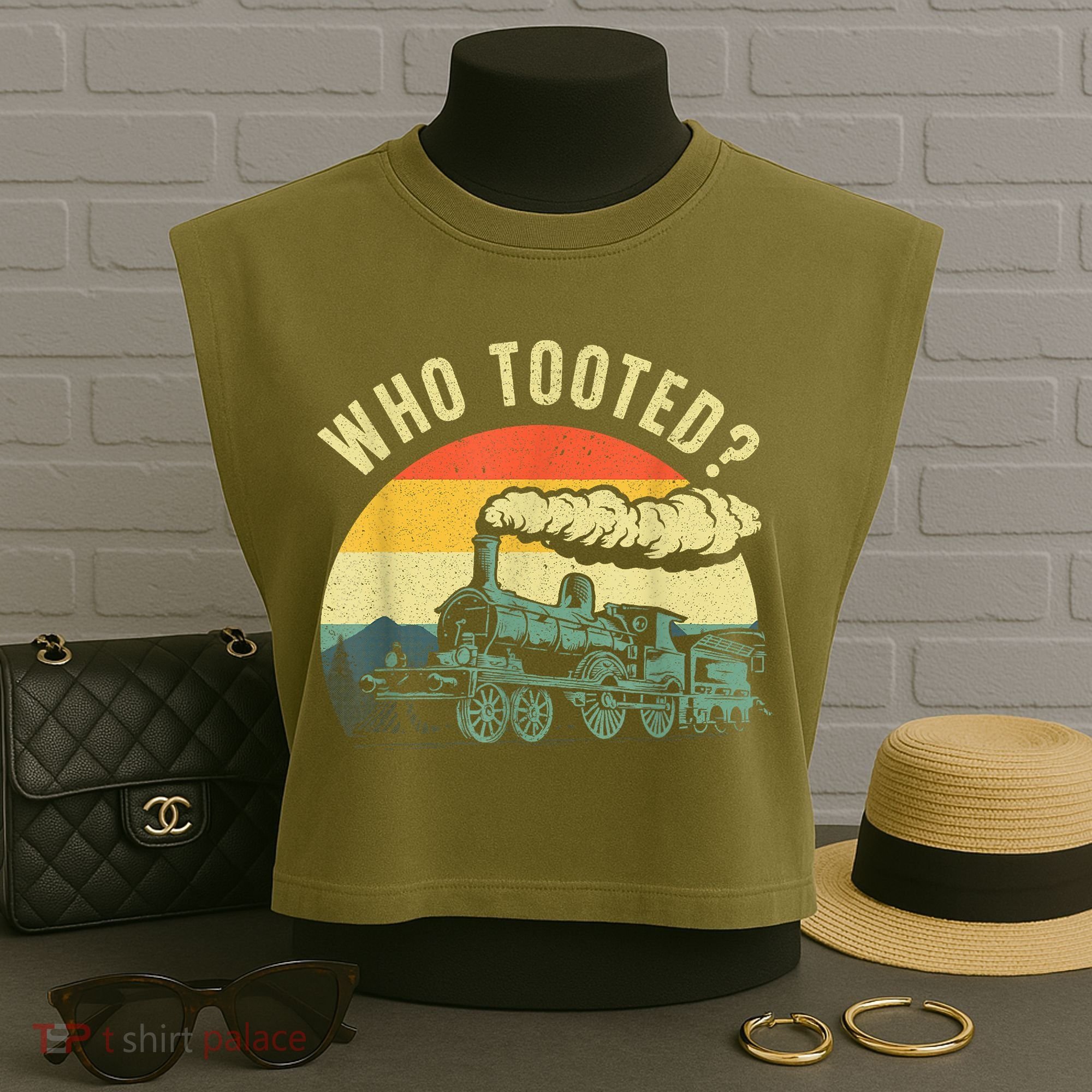 Cute Train Art Train Collector Train Lover Garment-Dyed Women's Muscle Tee