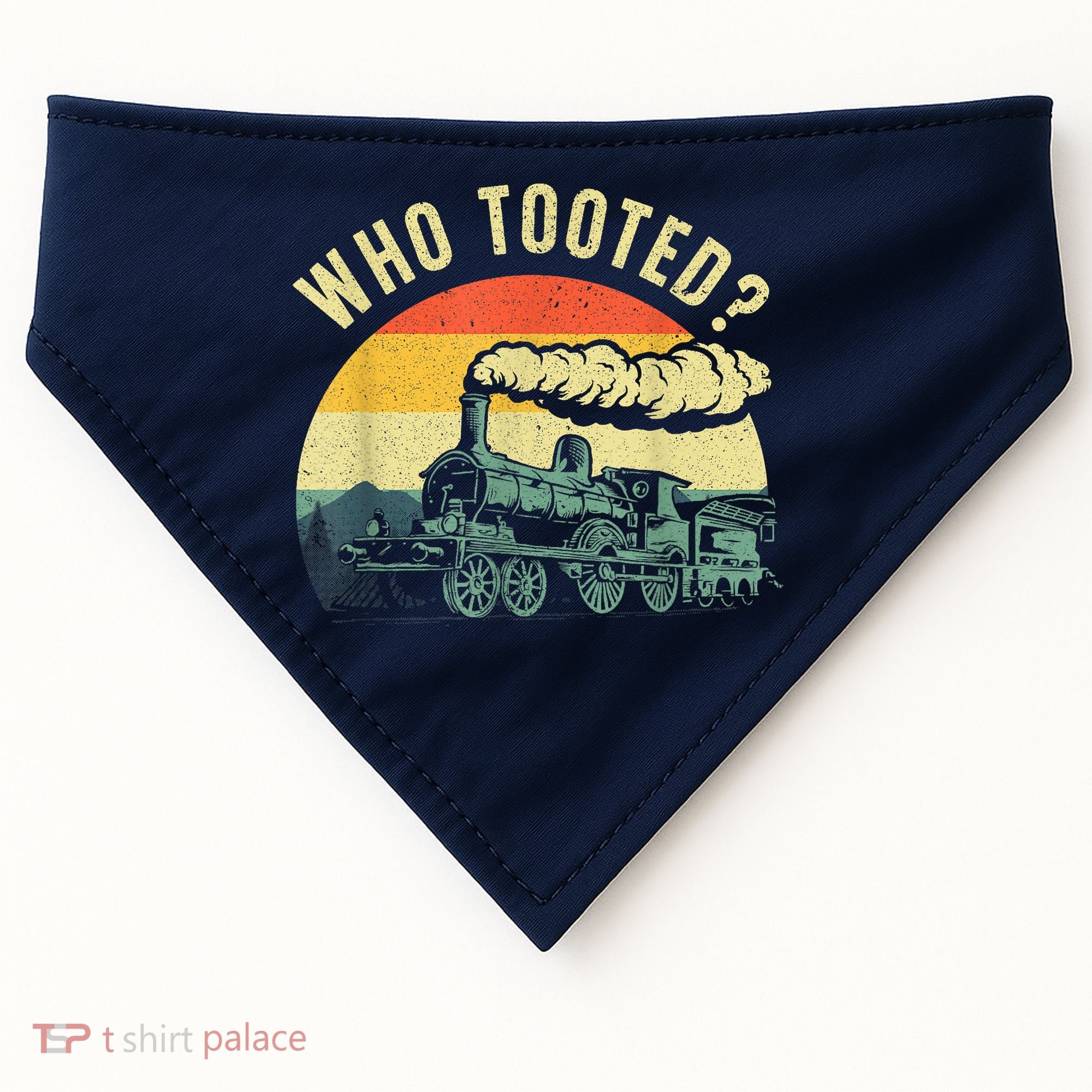 Cute Train Art Train Collector Train Lover USA-Made Doggie Bandana