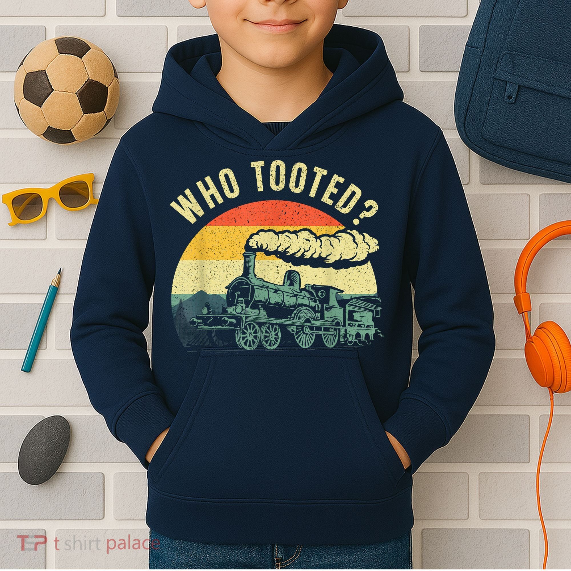 Cute Train Art Train Collector Train Lover Kids Hoodie