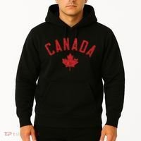 Canada Text And Leaf Distressed Red Print Hoodie thumb 2