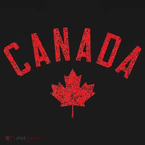 Canada Text And Leaf Distressed Red Print Bucket Hat
