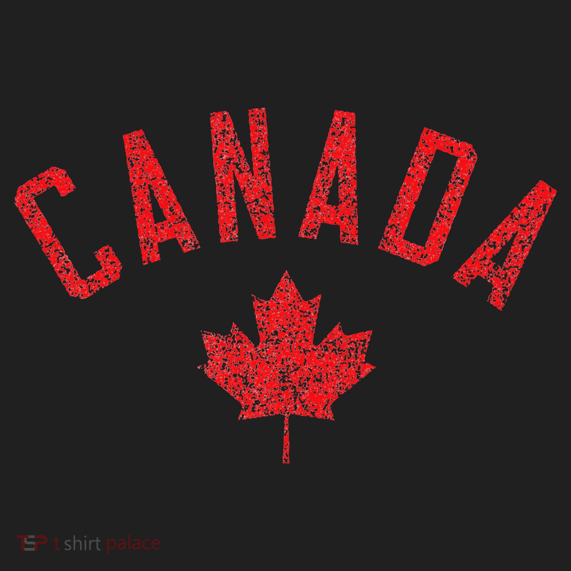 Canada Text And Leaf Distressed Red Print Beanie