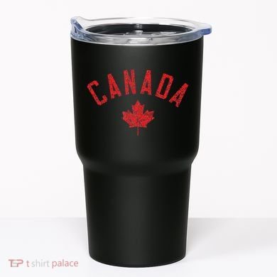 Canada Text And Leaf Distressed Red Print Tumbler