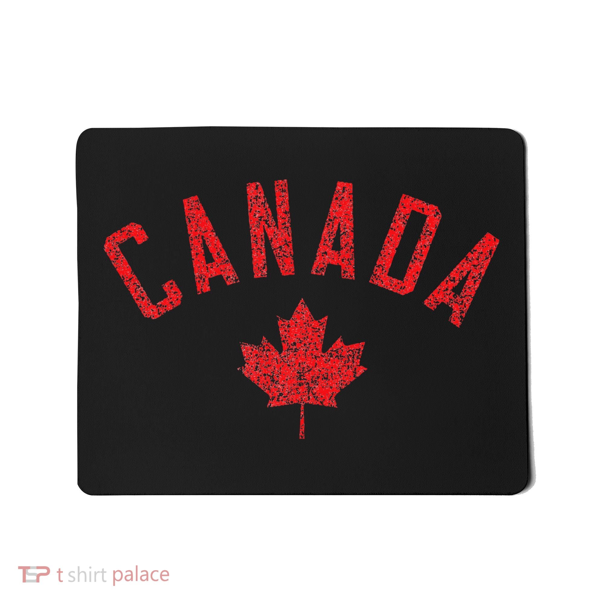 Canada Text And Leaf Distressed Red Print Mousepad