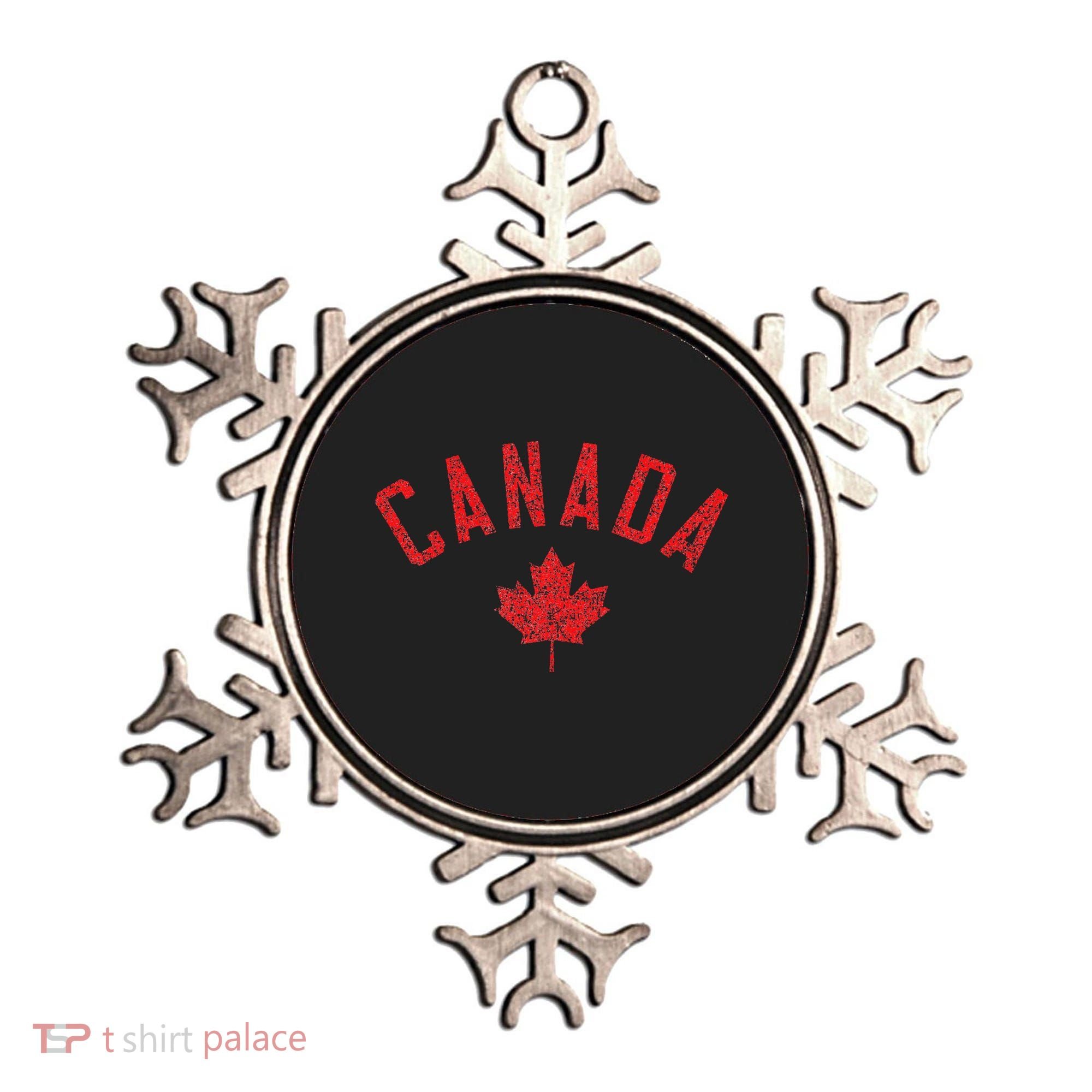 Canada Text And Leaf Distressed Red Print Ornament