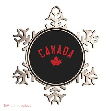 Canada Text And Leaf Distressed Red Print Ornament