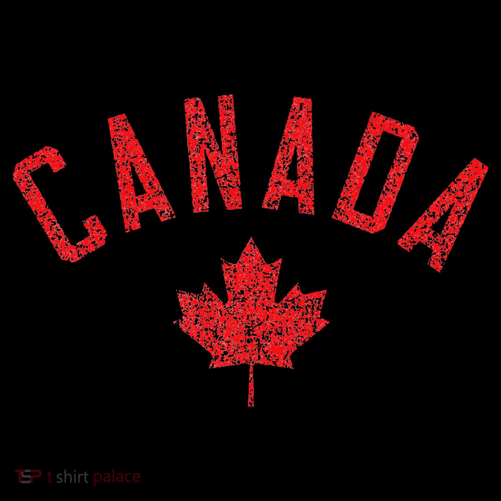 Canada Text And Leaf Distressed Red Print Women's Tank Top