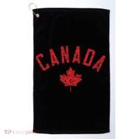 Canada Text And Leaf Distressed Red Print Golf Towel thumb 0