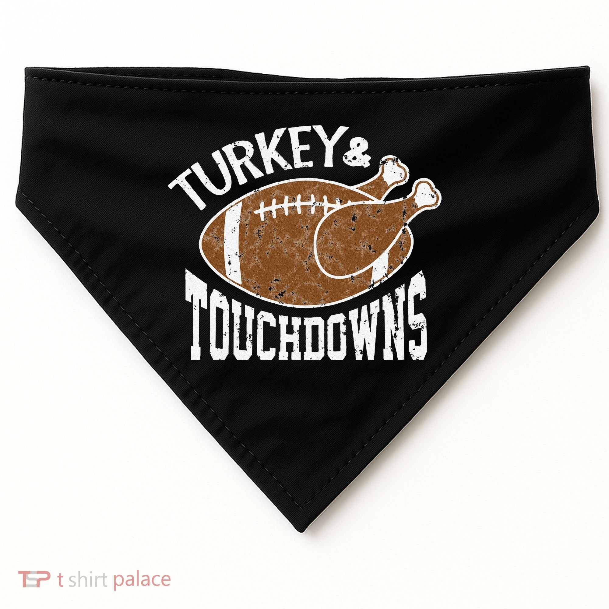 Cute Turkey And Touchdowns Funny Thanksgiving Football USA-Made Doggie Bandana