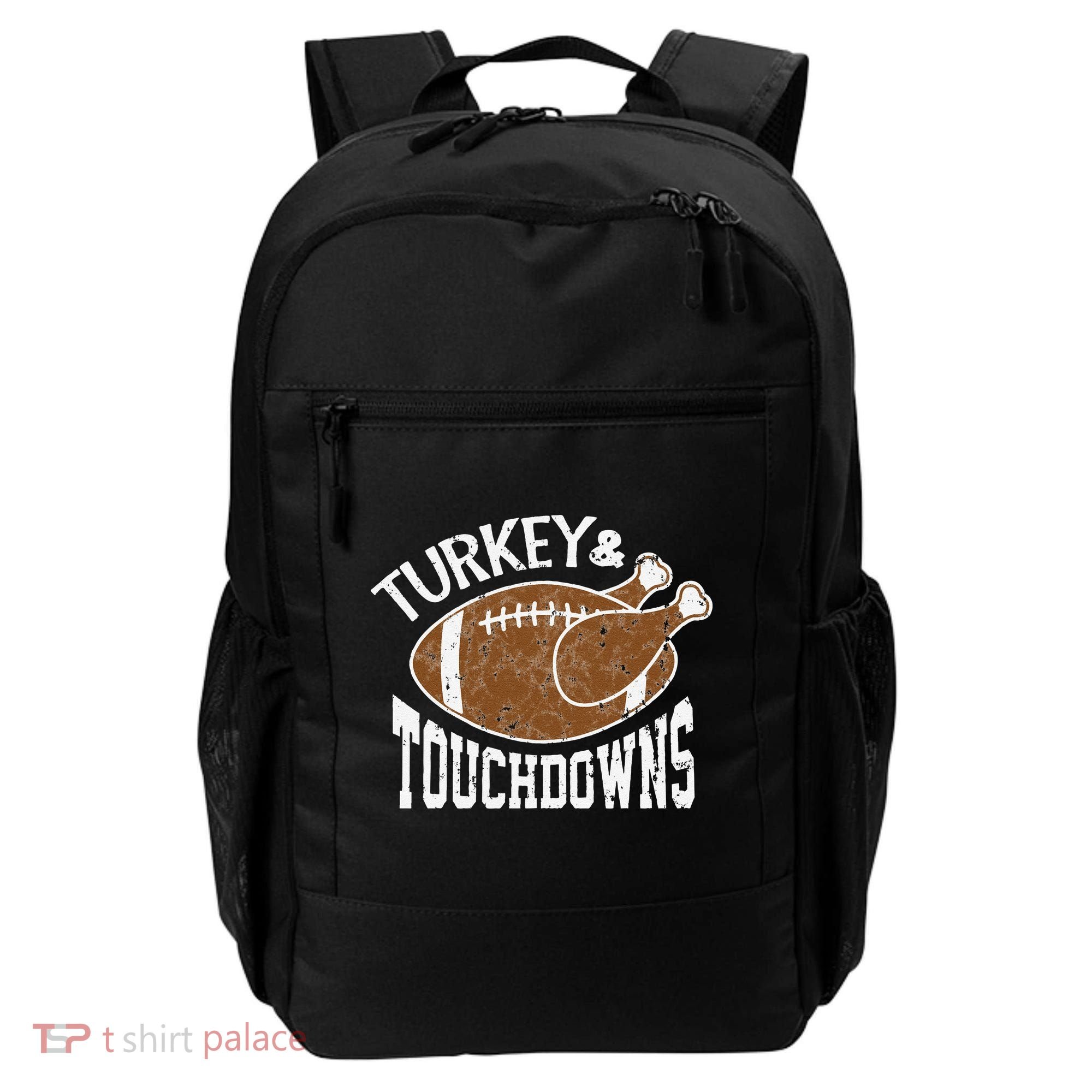 Cute Turkey And Touchdowns Funny Thanksgiving Football Backpack