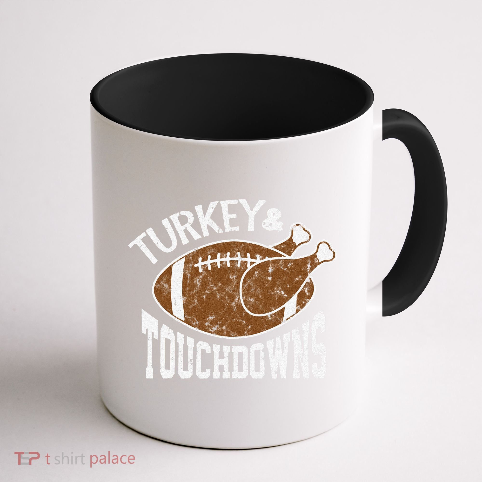 Cute Turkey And Touchdowns Funny Thanksgiving Football Coffee Mug