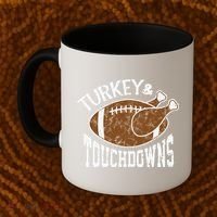 Cute Turkey And Touchdowns Funny Thanksgiving Football Coffee Mug thumb 2