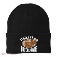 Cute Turkey And Touchdowns Funny Thanksgiving Football Beanie thumb 0