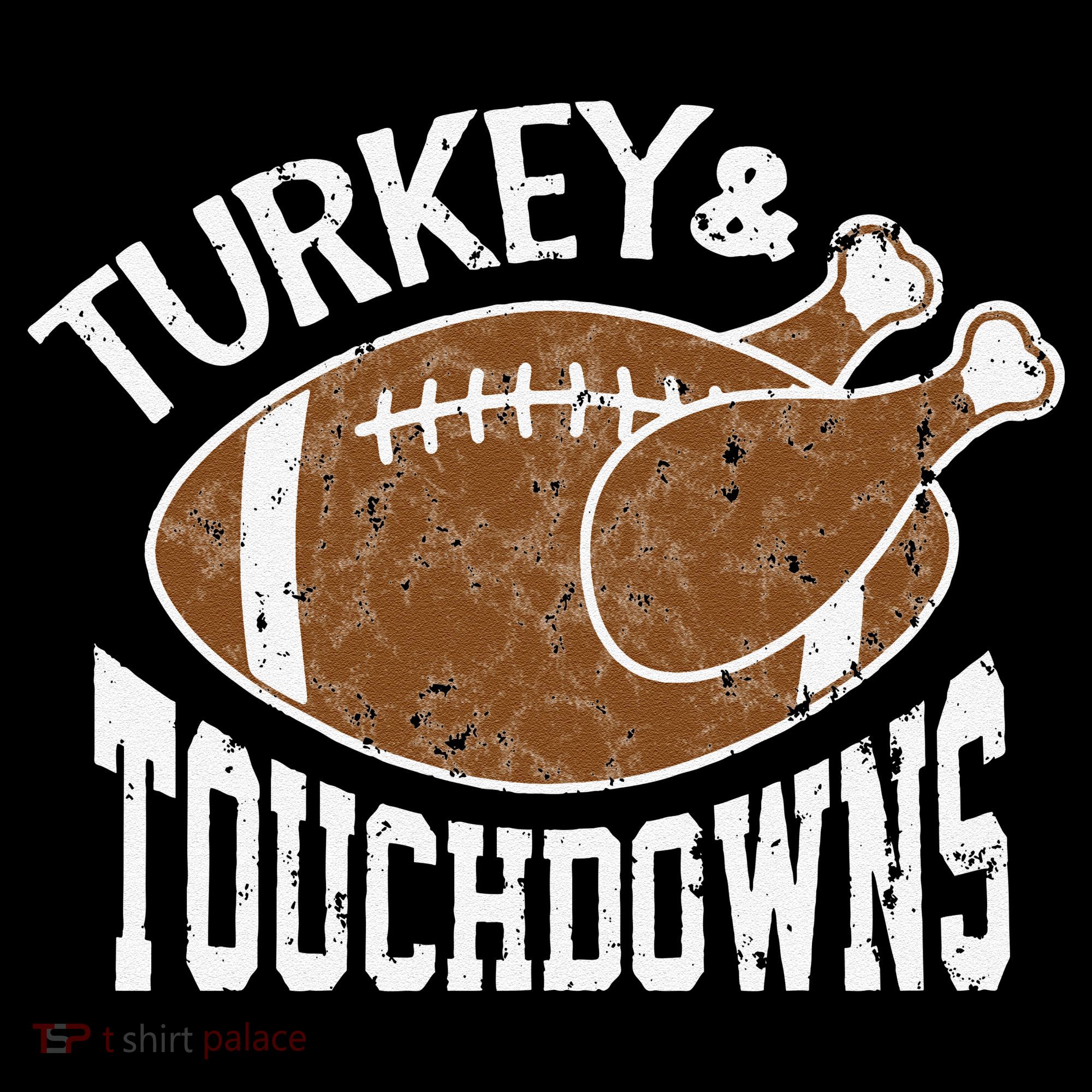 Cute Turkey And Touchdowns Funny Thanksgiving Football Women's Hoodie