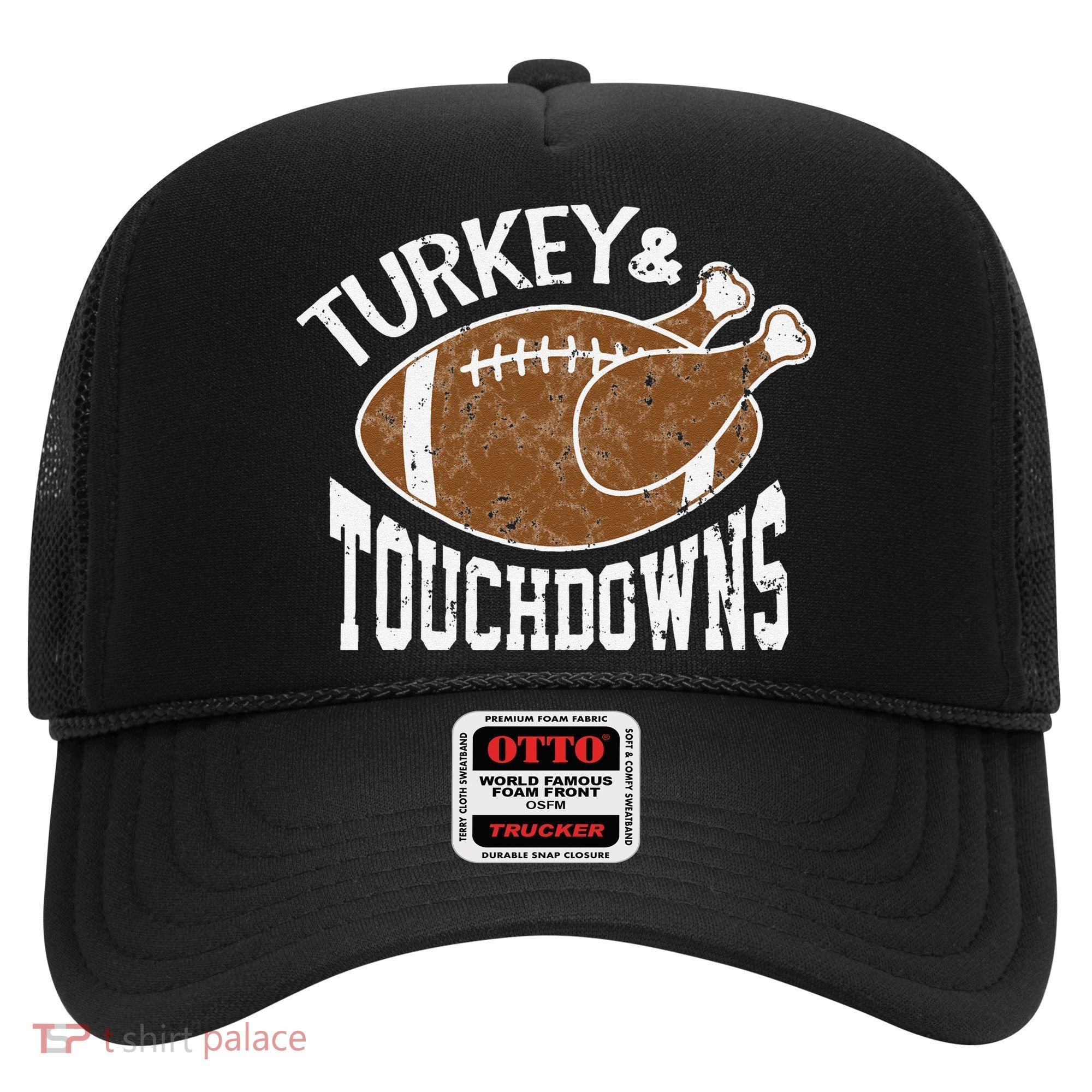 Cute Turkey And Touchdowns Funny Thanksgiving Football Hat