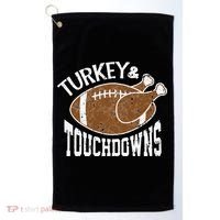 Cute Turkey And Touchdowns Funny Thanksgiving Football Golf Towel thumb 0